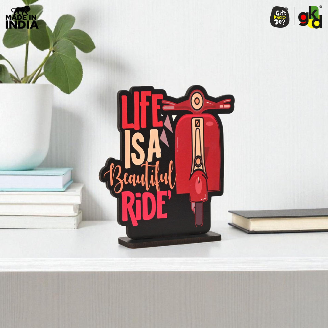 Wooden Life Motivational Quotes Table Top | Desk Decor for Home & Office | Inspirational Gift for Friends & Colleagues (6.5 x 6 x 1.5 Inch) - Suspire