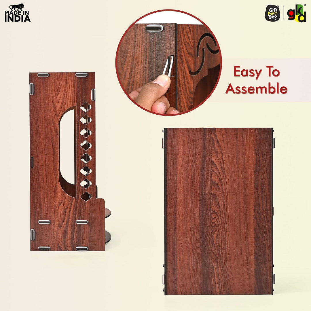 Wooden Temple for Home Wall Mounted with LED Light | Traditional & Modern Pooja Mandir Designs | Easy to Assemble (DIY) - Suspire