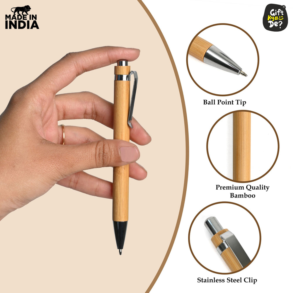 Gift Kya De Diary, Bamboo Bottle and Pen | Eco-Friendly New Year Hamper | Perfect For Corporate Gift