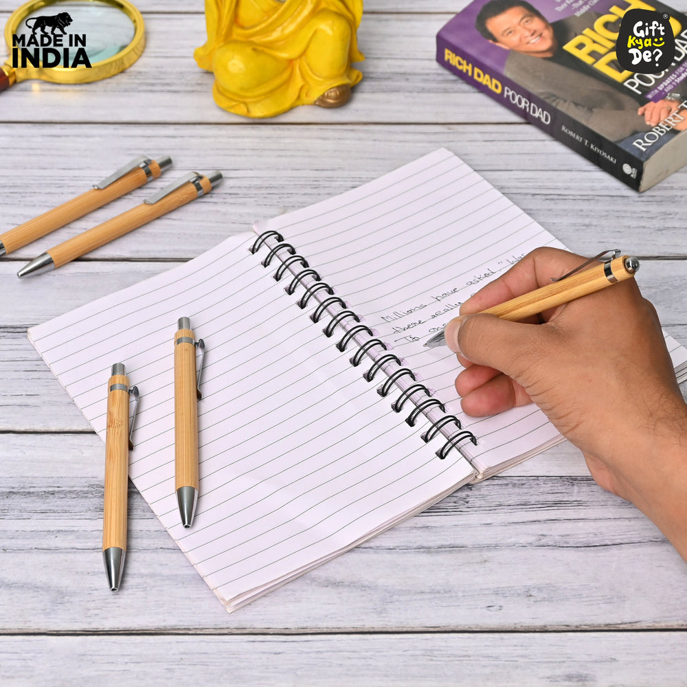 Gift Kya De Diary, Bamboo Bottle and Pen | Eco-Friendly New Year Hamper | Perfect For Corporate Gift