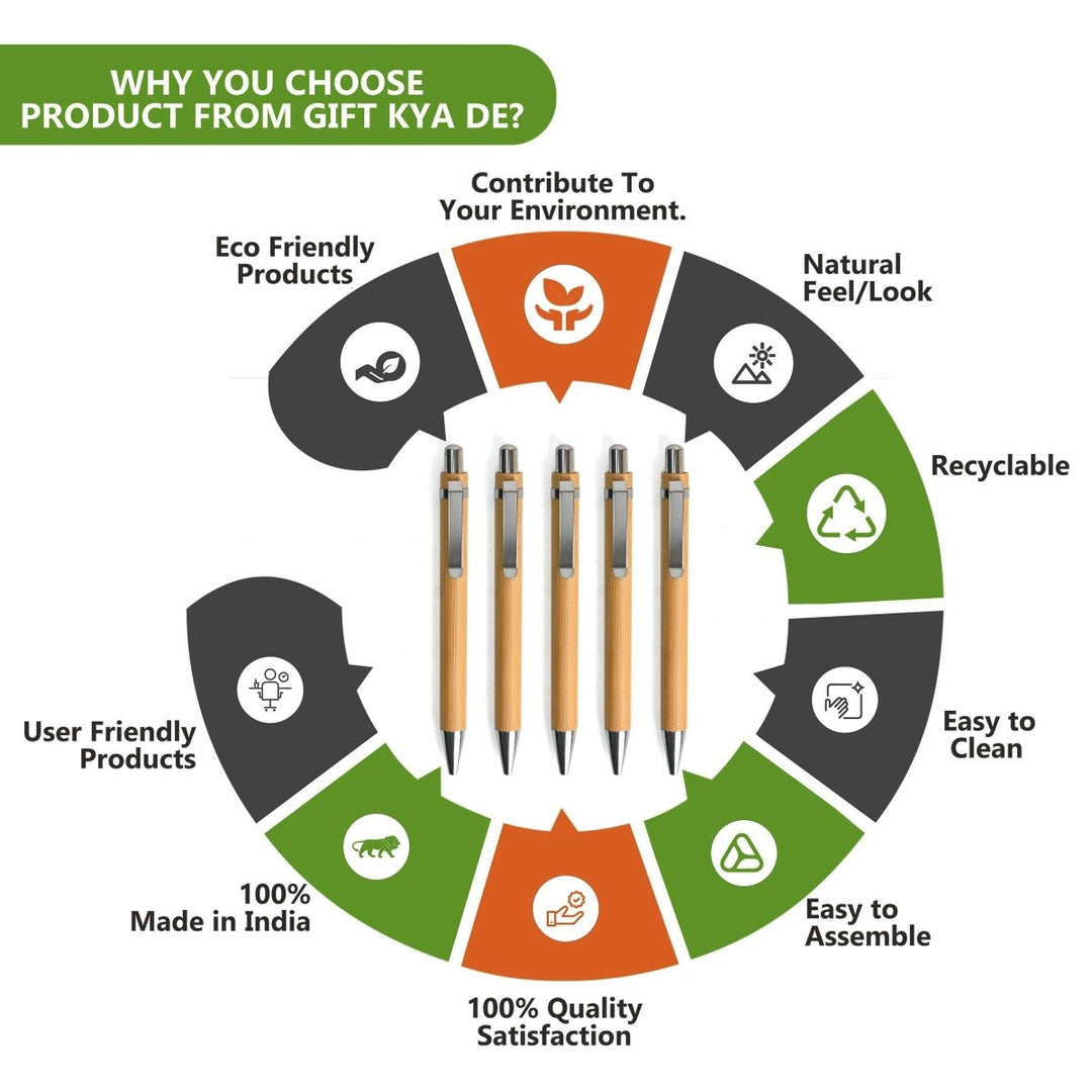 Gift Kya De Buy Eco-Friendly Bamboo Pen (Pack Of 5) Online - Gift Kya De