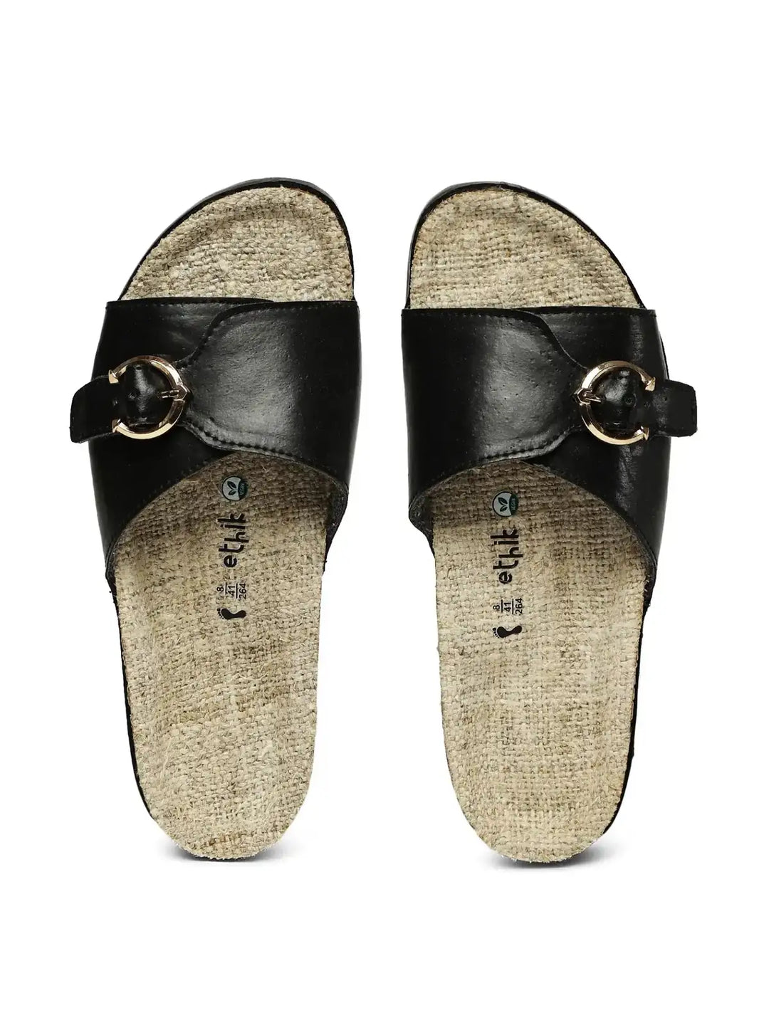 Flora Willow Black Double Strap Buckle Sandals