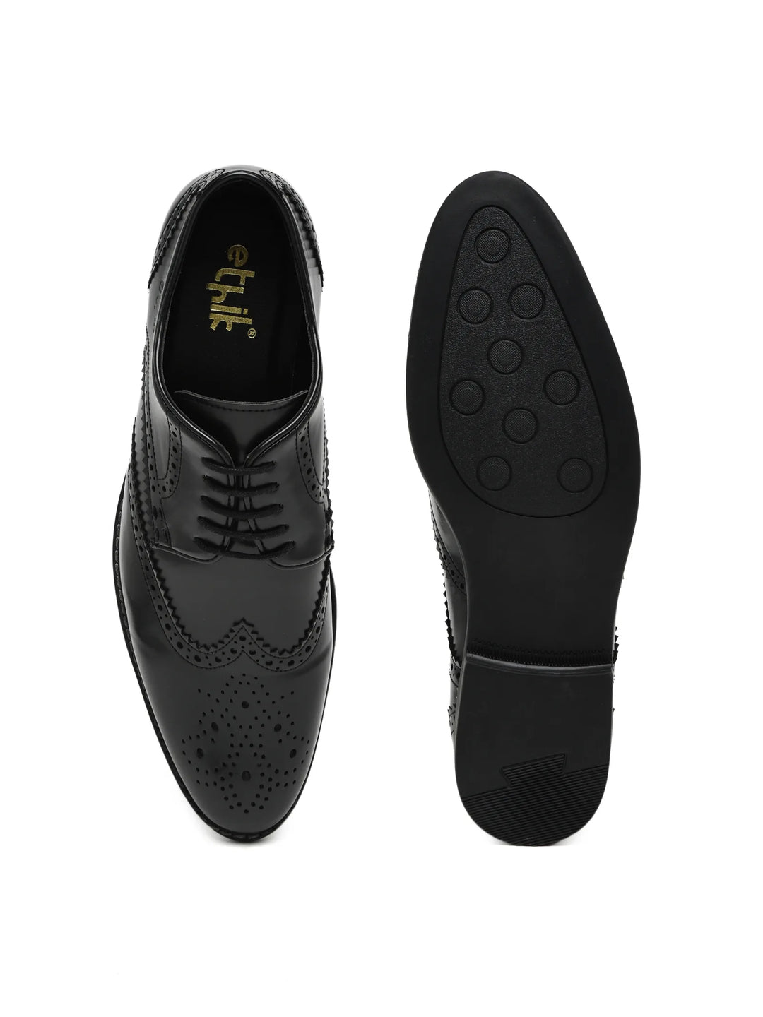 Winger Black Wingtip Brogue Derby Shoes