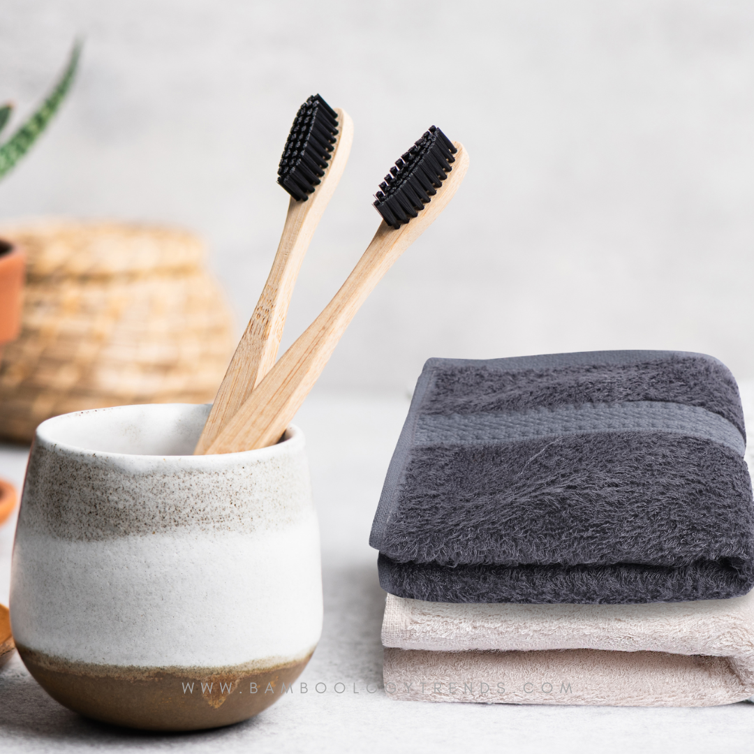 Bamboology Trends Bamboo Fabric Face Towel Gray/White | Pack Of 2