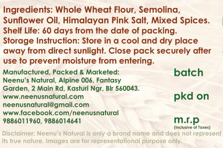 Neenus Natural Whole wheat Fingers - Plain - 250 gm