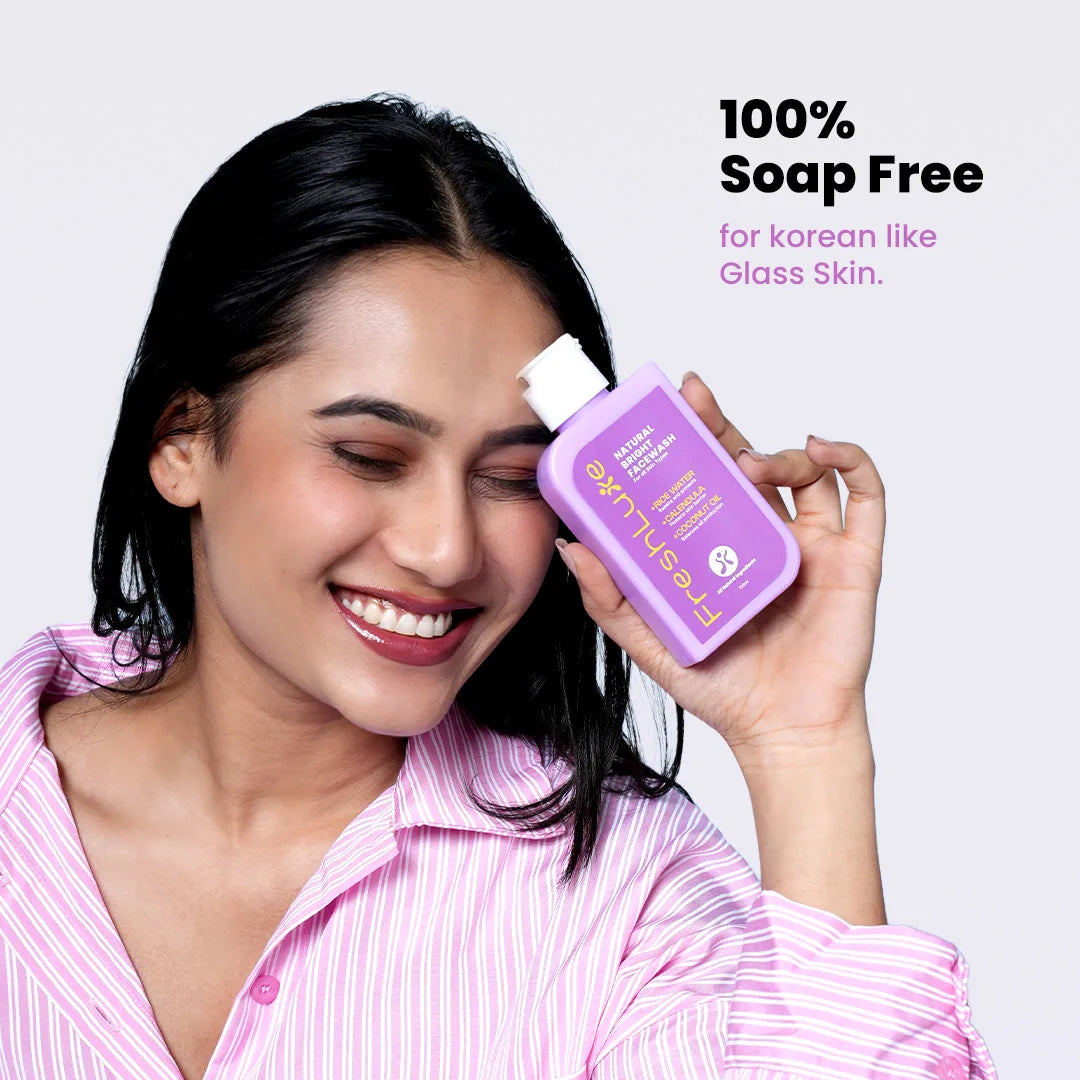 Natural Bright Face Wash | For Cleansing & Brightening Glass Skin | Rice Water & Extra Virgin Coconut Oil | Men & Women Korean Skin Care