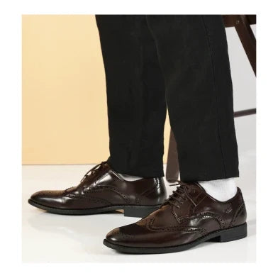 Ethik Winger Brown Wingtip Brogue Derby Shoes | Vegan Leather