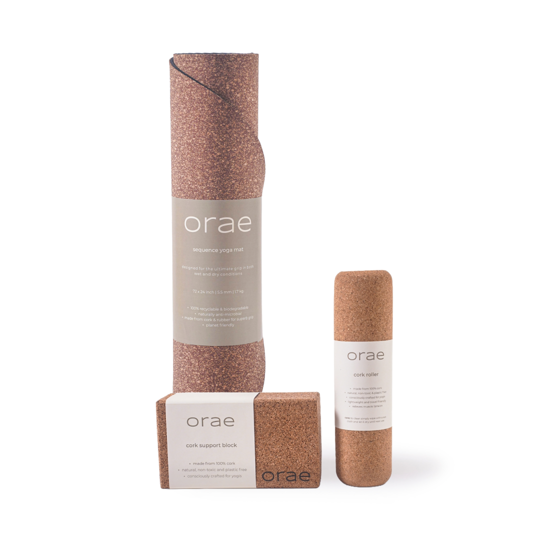 Yoga Essentials Kit - Grippiest Mat Ever with a Support Block and Massage Roller | Free Carry Bag Included