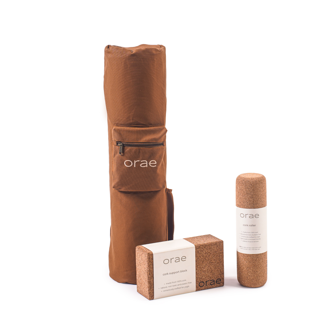 Yoga Essentials Kit - Grippiest Mat Ever with a Support Block and Massage Roller | Free Carry Bag Included