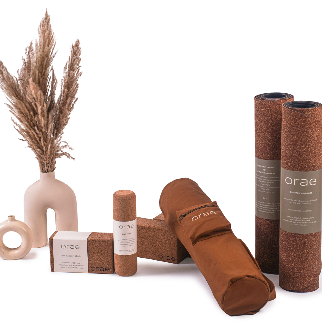 Yoga Essentials Kit - Grippiest Mat Ever with a Support Block and Massage Roller | Free Carry Bag Included