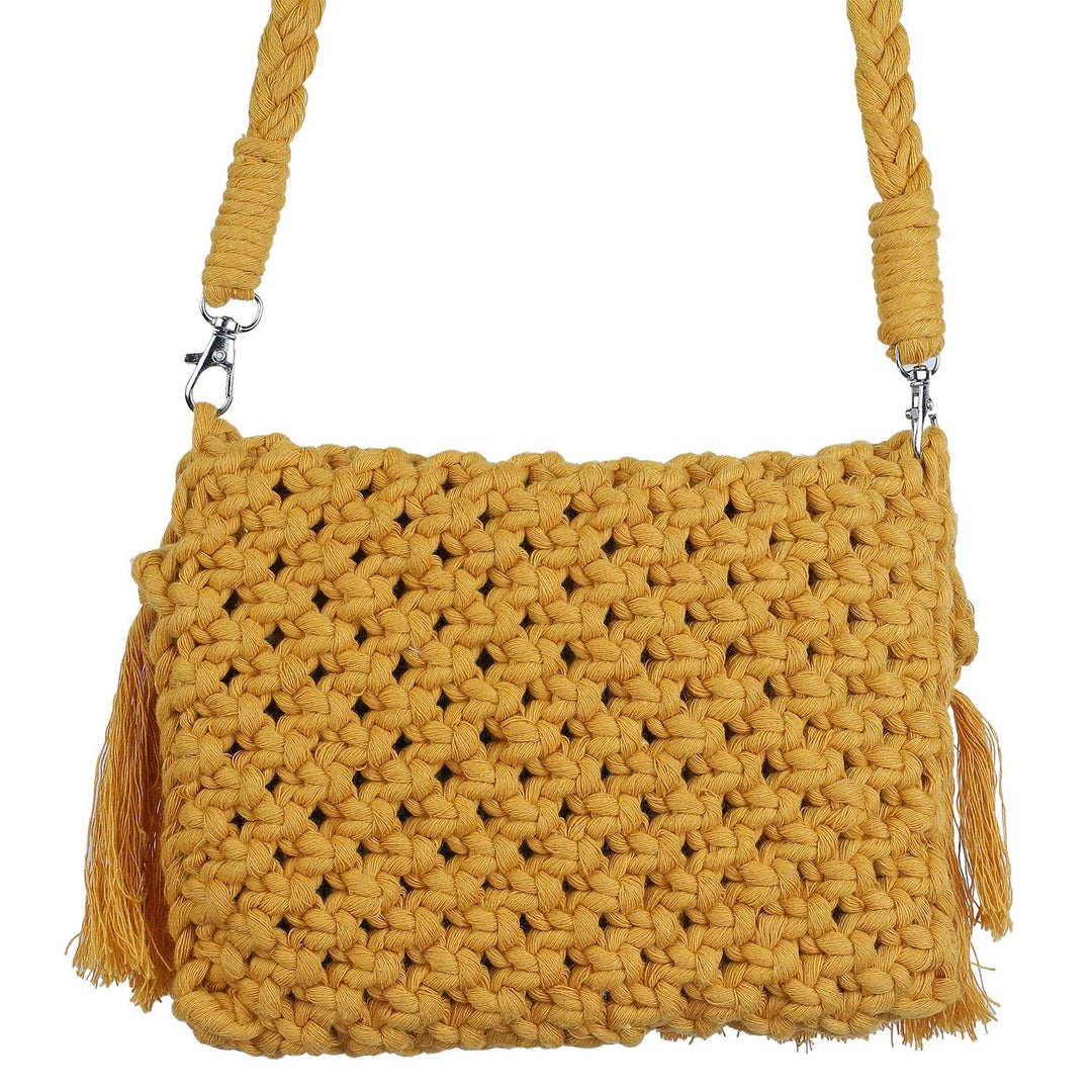 SUTRAM Macrame Handbag For Women and Girls - Boho sling bag/Clutch, 22 x 17 cm