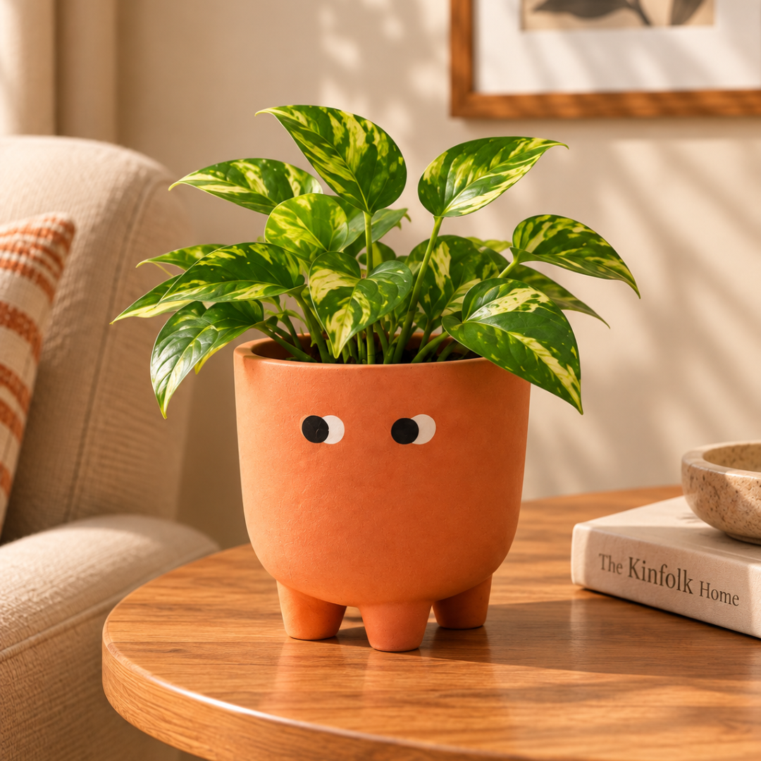 Grande Form Large Face Planter Set of 2 – Orange & White