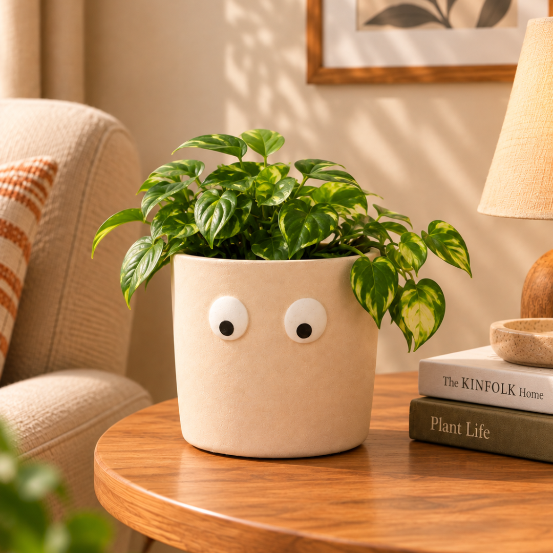 Grande Form Large Face Planter Set of 2 – Orange & White