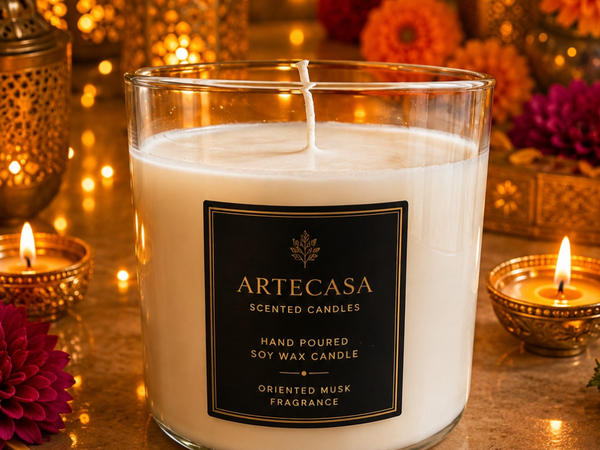 Artecasa Ivory Grandeur Decorative Candle – Elegant White Soy Wax Candle