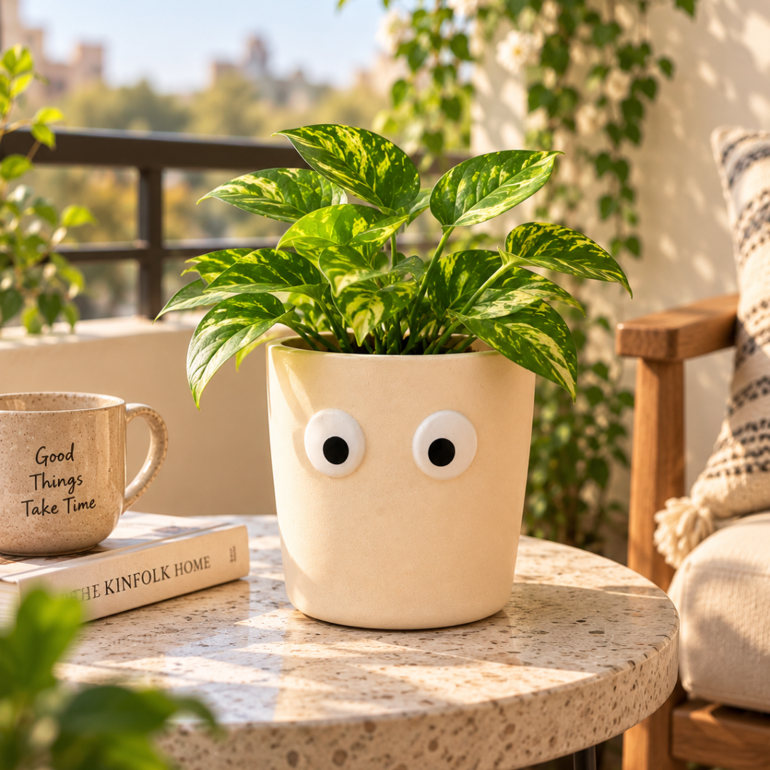 Petite Form Decorative Face Planter Set of 2 – Orange & White