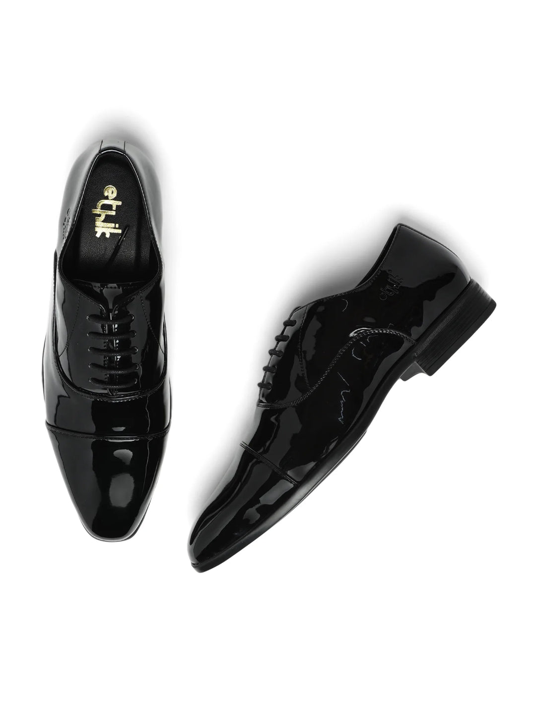 Suit Up Patent Black Cap-Toe Oxford Shoes
