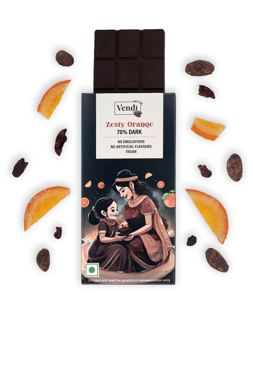 Vendi 70%  DARK Zesty Orange Vegan Chocolate