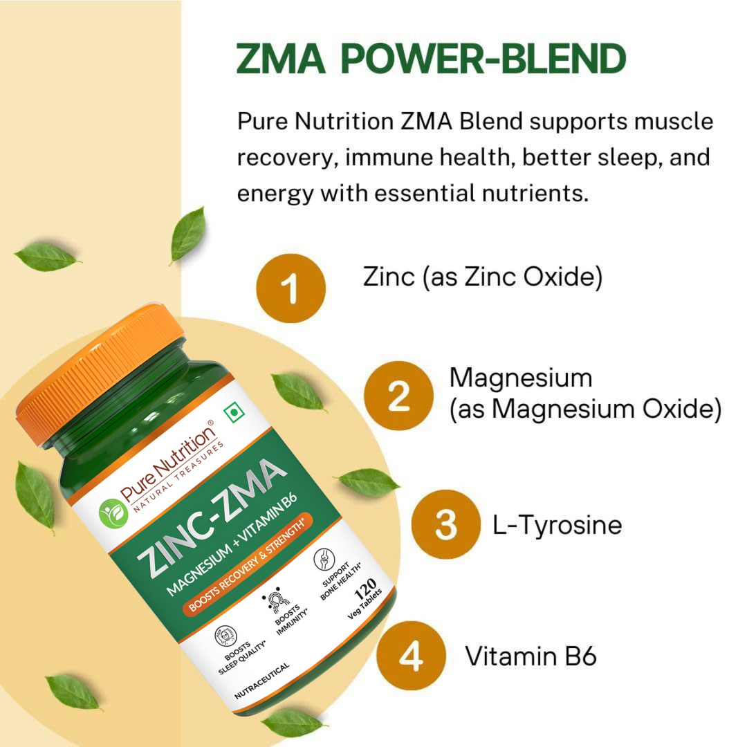 ZMA 120 Veg Tablets | Zinc, Magnesium Aspartate & Vitamin B6 | Muscle & Sleep