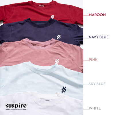 Unisex Organic Cotton T-Shirts (Pack of 5: Pink, Maroon, Sky Blue, Navy and White)