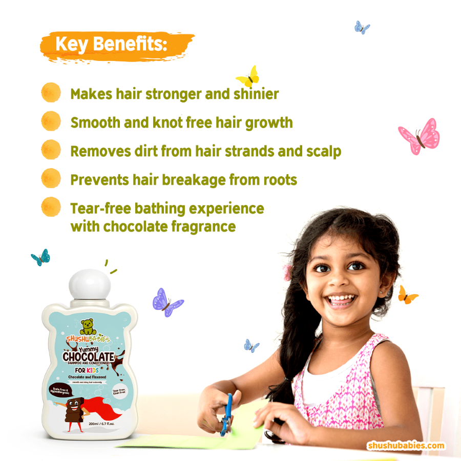 Yummy Chocolate Shampoo and Conditioner for kids with Chocolate and Flaxseed - 200ml