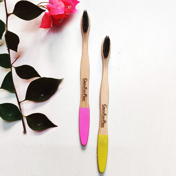 Greenfootprint Natural Bamboo Toothbrush | Pack of 2 Charcoal bristles