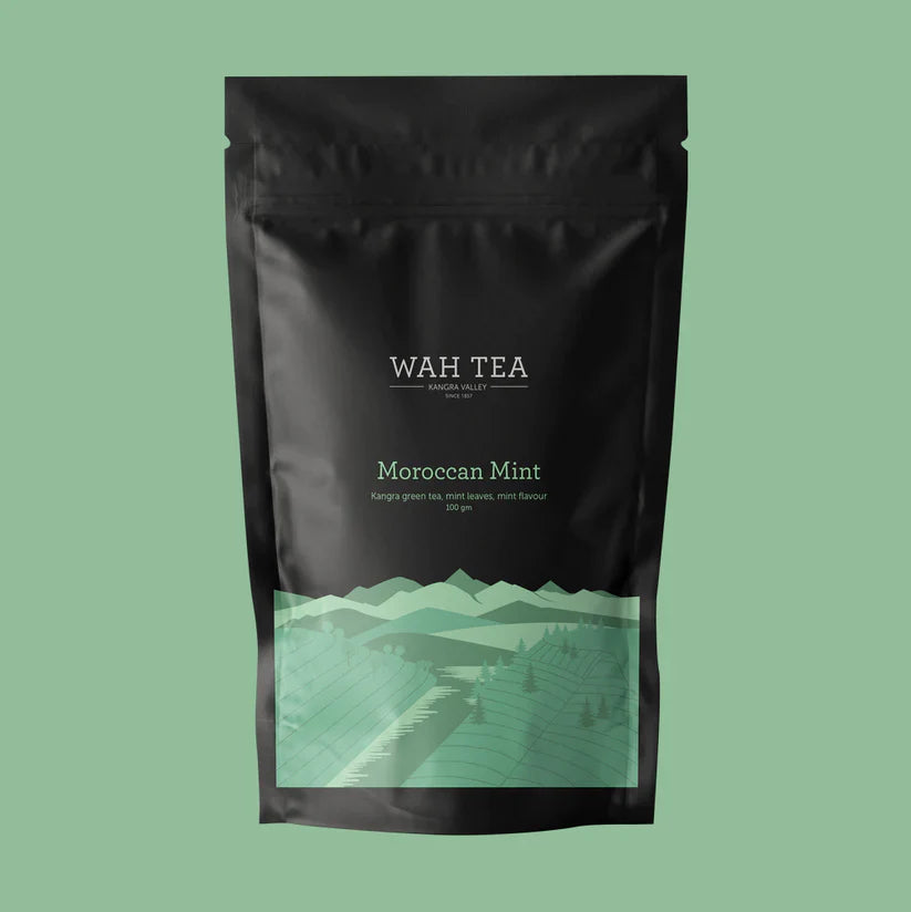 Wah Tea Moroccan Mint Tea - Loose Leaf - Stand Up Pouch Pack of 2 (100g each)