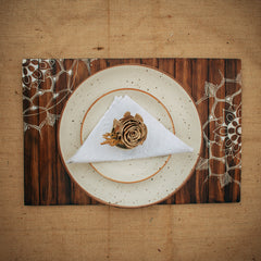 Scrapshala Mandala Table Placement | Walnut | Foldable | Stain-Proof