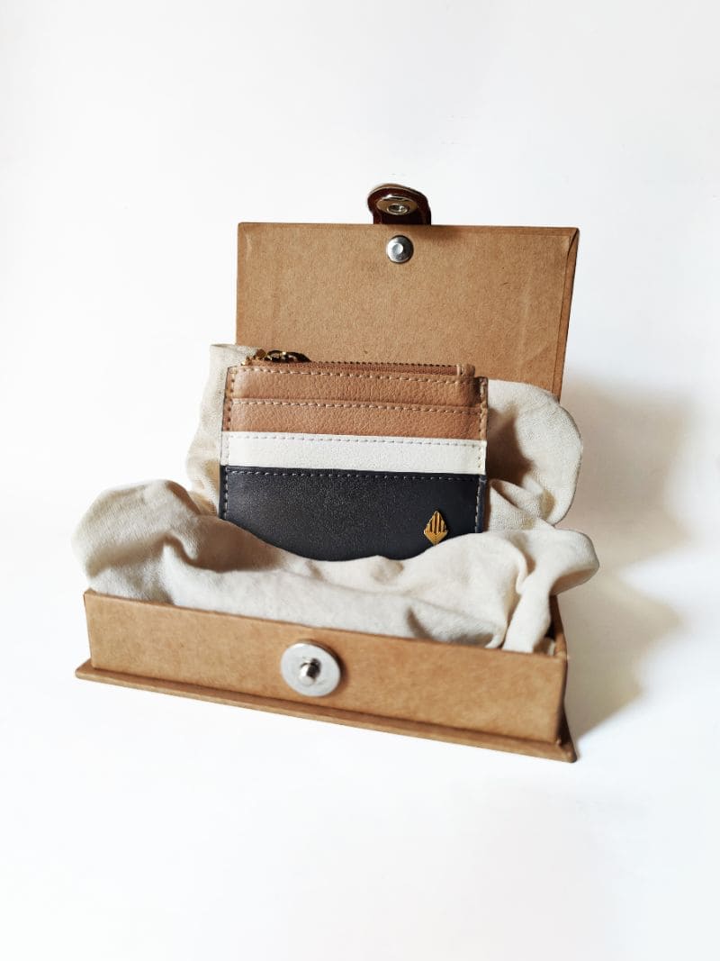 Iris - grey & caramel wallet