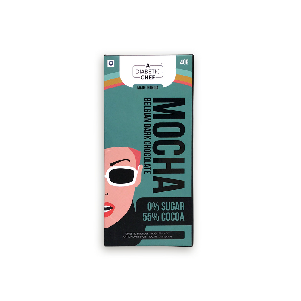 A Diabetic Chef Mocha Belgian Dark Chocolate | Organic and Sugarfree | 55% Premium Cocoa | Diabetic Friendly | Vegan - 40g each (Pack of 3)