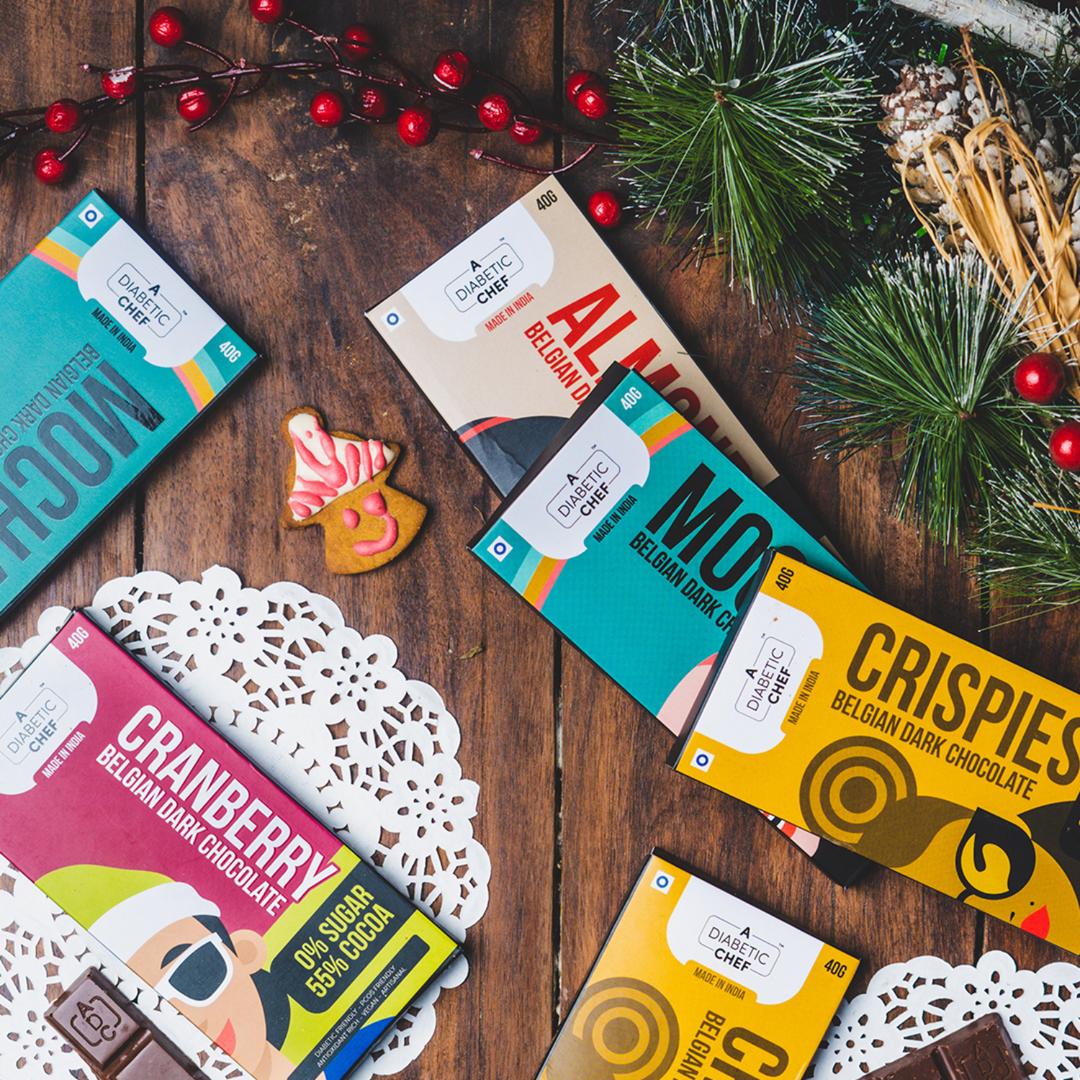 A Diabetic Chef Mocha Belgian Dark Chocolate | Organic and Sugarfree | 55% Premium Cocoa | Diabetic Friendly | Vegan - 40g each (Pack of 3)