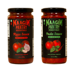 Naagin Sauce Pantry Essentials – Premium Pizza Sauce (380g) & Premium Pasta Sauce (380g) | Made with Fresh Vegetables & Guntur Chillies | 100% Vegan