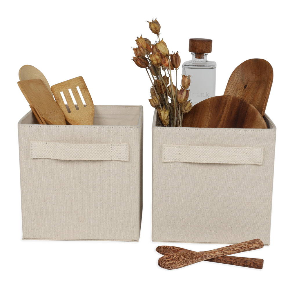 Akiiko Original Storage Boxes | Cotton Canvas, Fabric Handles | Set of 2