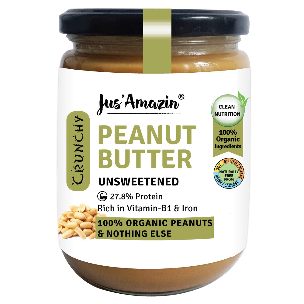Jus Amazin CRUNCHY Organic Peanut Butter - Unsweetened