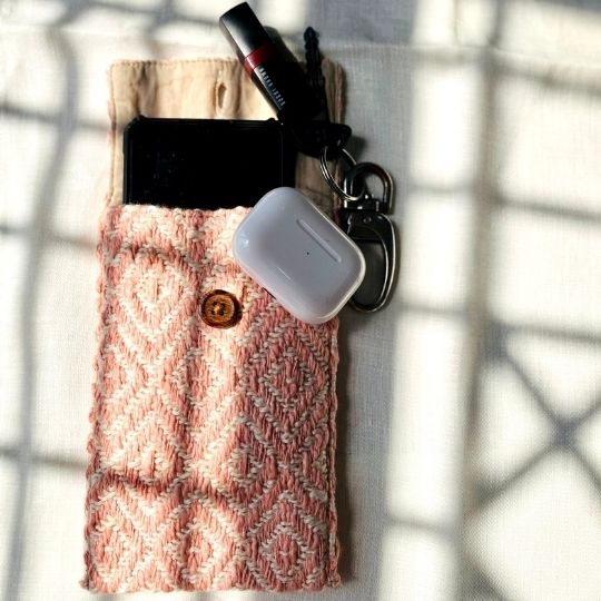 Pravaah Kys - multipurpose handwoven pouch | hemp cotton blend | pink | purple