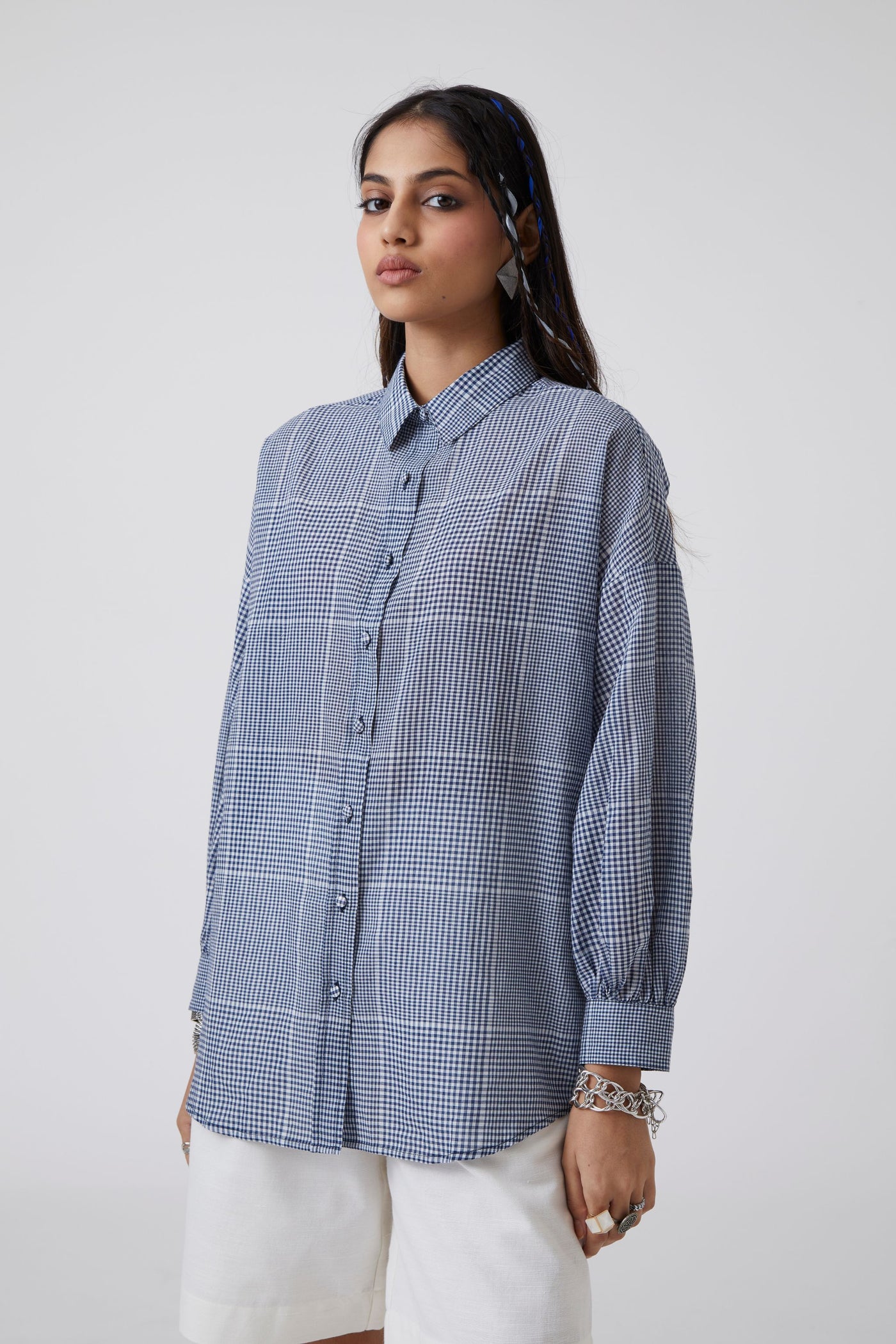 Ryuk Gingham Formal Shirt | Full Sleeve Relaxed Shirt with Slim Collar | Handwoven Cotton
