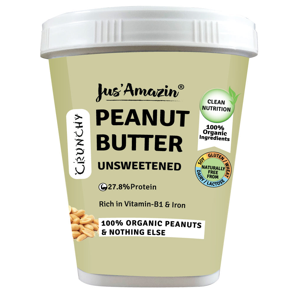Jus Amazin CRUNCHY Organic Peanut Butter - Unsweetened