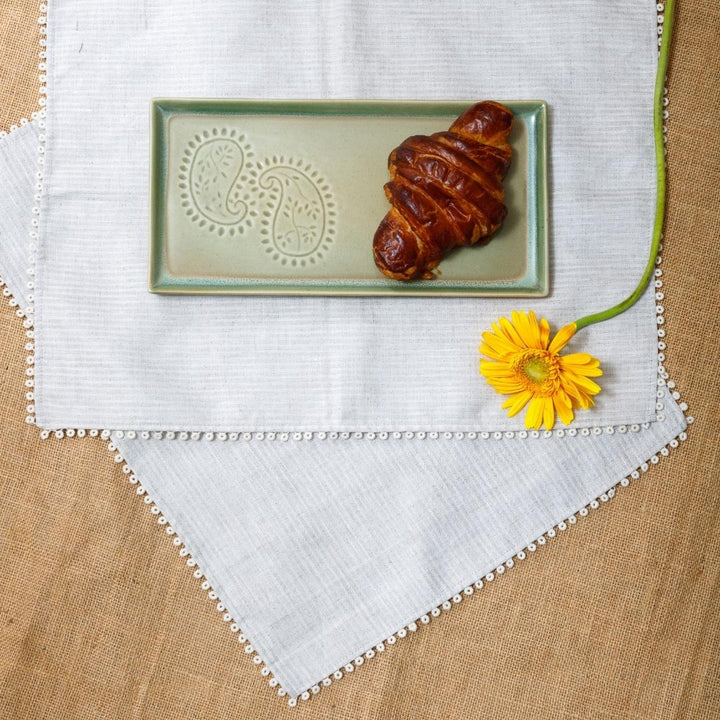 Pravaah Kshiti Table Mat Set | 100% Hemp Table Mats with lace detailing | Set of 4/6