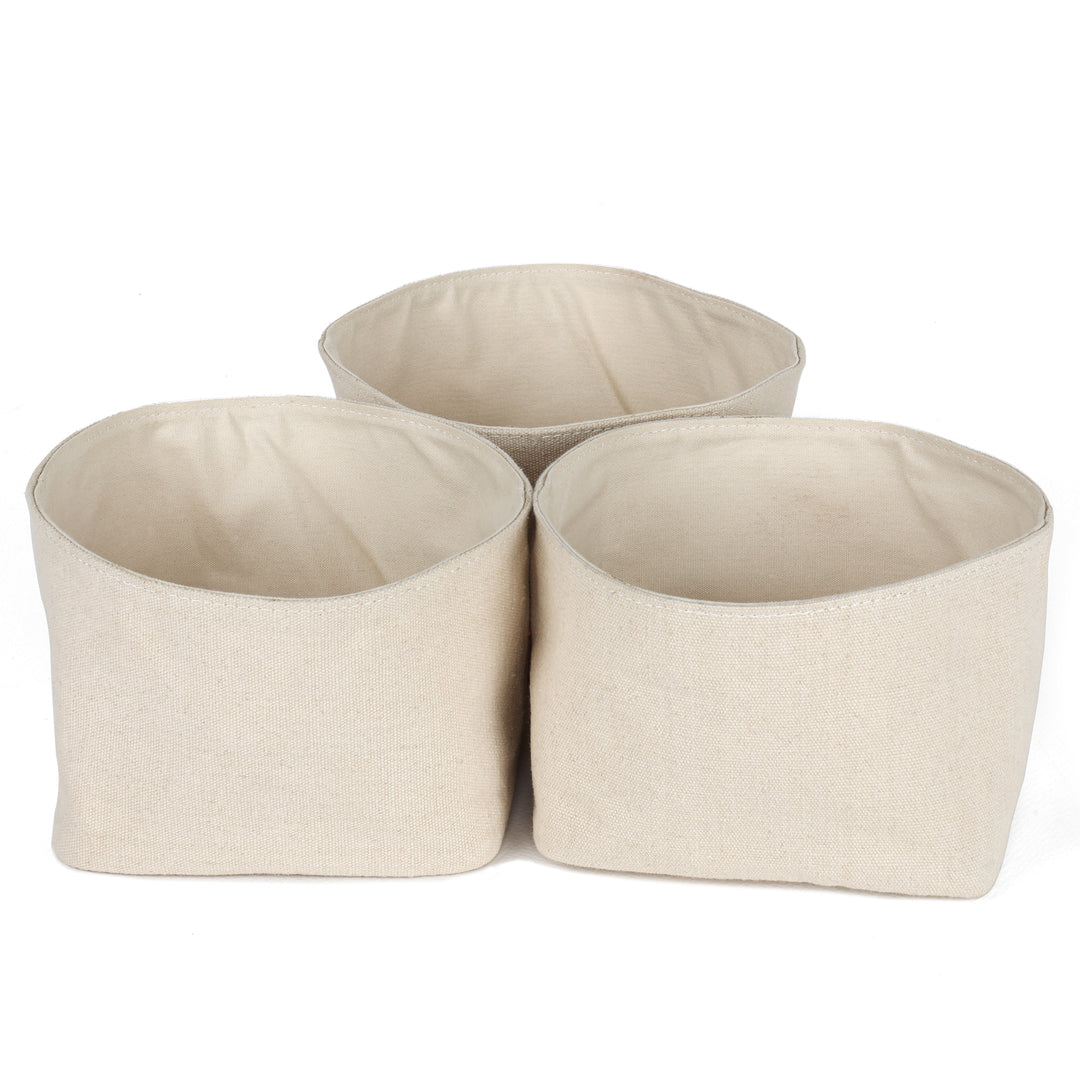 Akiiko Small Fabric Planters | Cotton Canvas, Square | Pack of 3