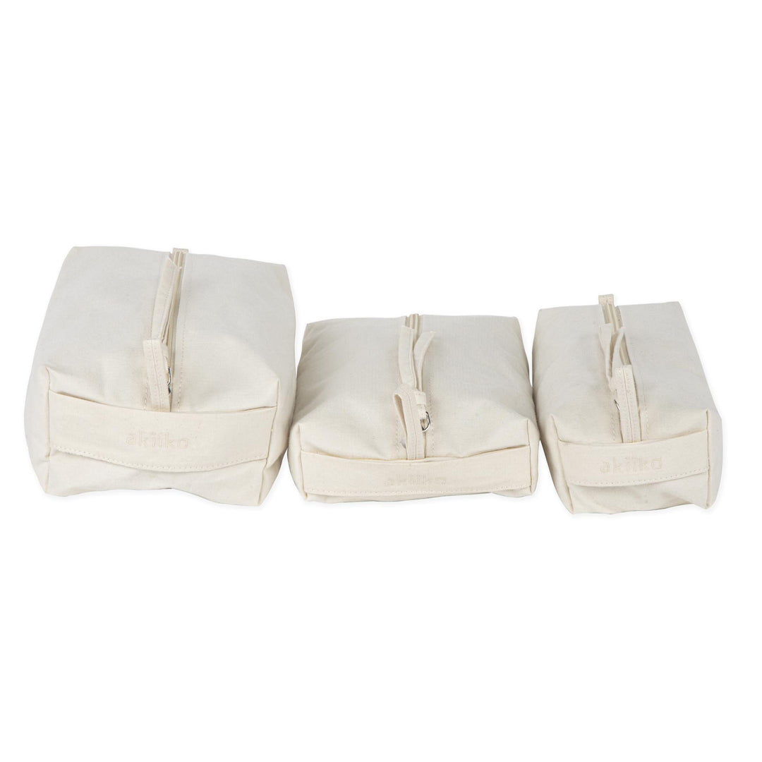 Akiiko Multipurpose Zip Pouches | Cotton Canvas | Set of 3