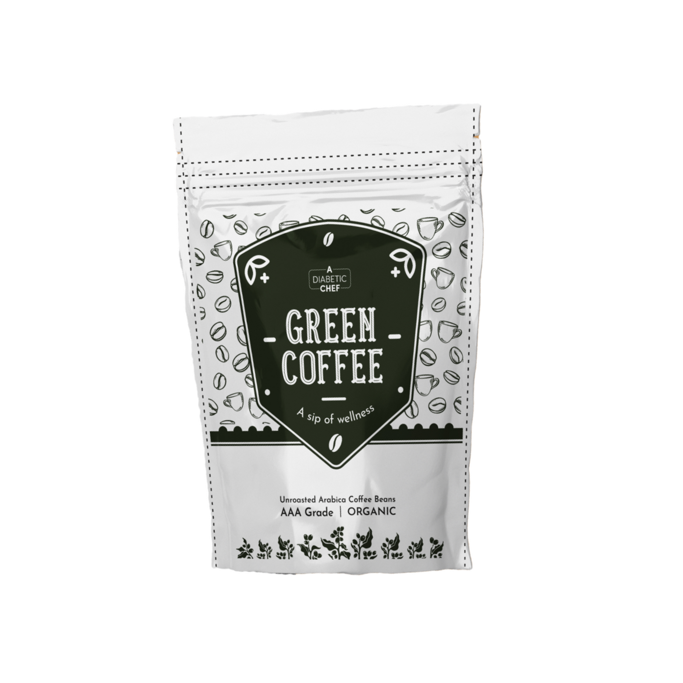 A Diabetic Chef Green Coffee Beans | 100% Organic Sugarfree Unroasted Arabica Coffee Beans | AAA Grade | Vegan - 400g