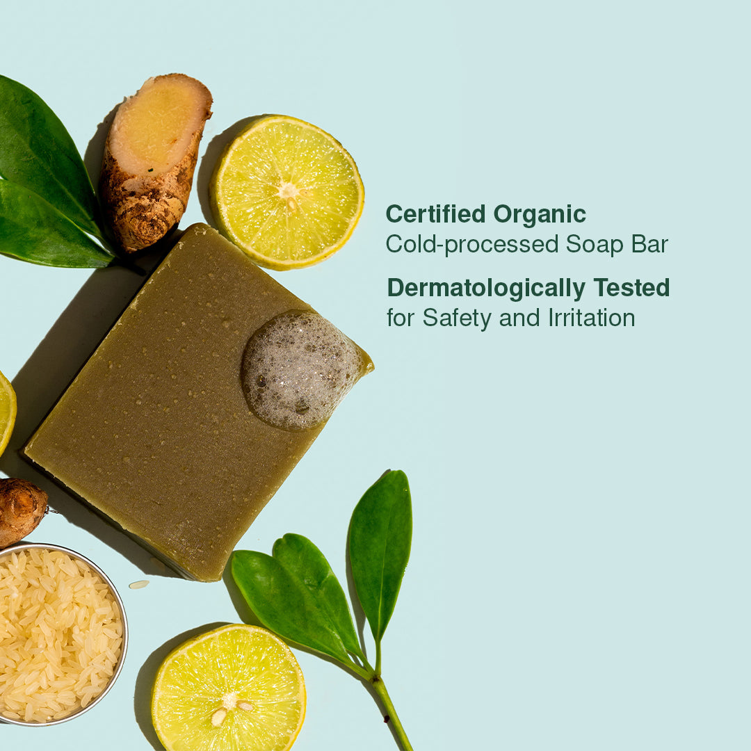 Lime, Ginger & Rice Organic Soap For Skin Brightening & Tan Removal- 100 gm