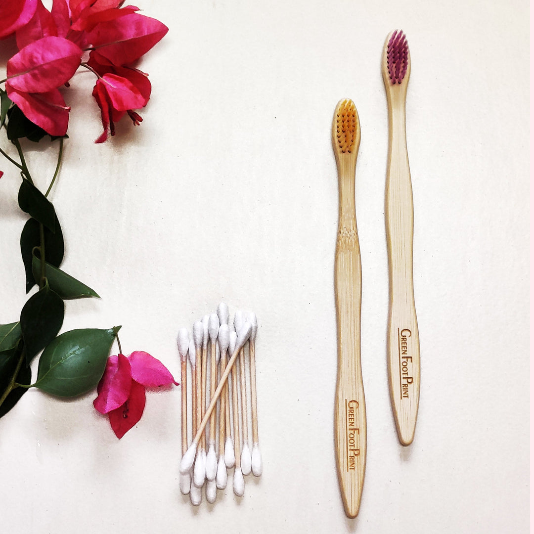 2 Bamboo Toothbrush & Bamboo Earbuds Combo - Suspire