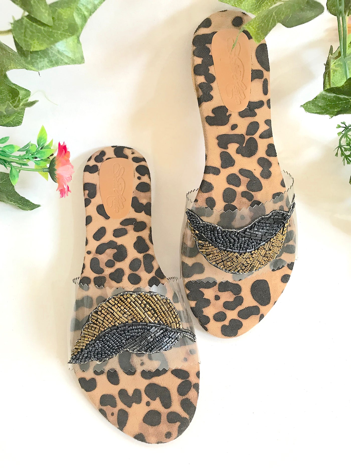 Leopard Feather Sliders