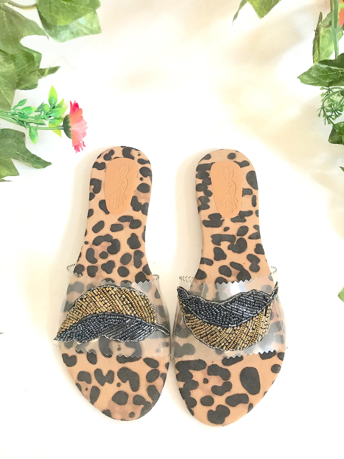 Leopard Feather Sliders
