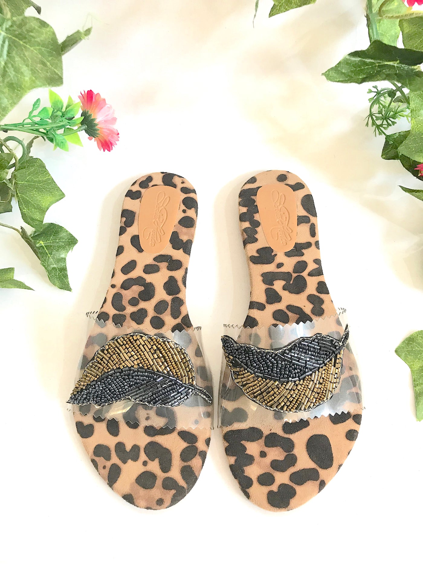 Leopard Feather Sliders
