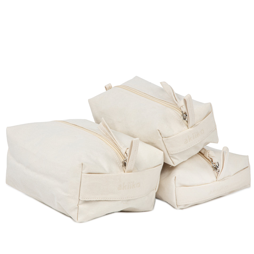 Akiiko Multipurpose Zip Pouches | Cotton Canvas | Set of 3