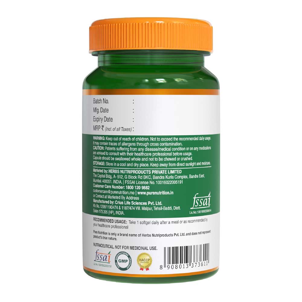 Pure Nutrition Veg Omega l Veg Omega 3 For Brain and Heart Health - 30 Softgels