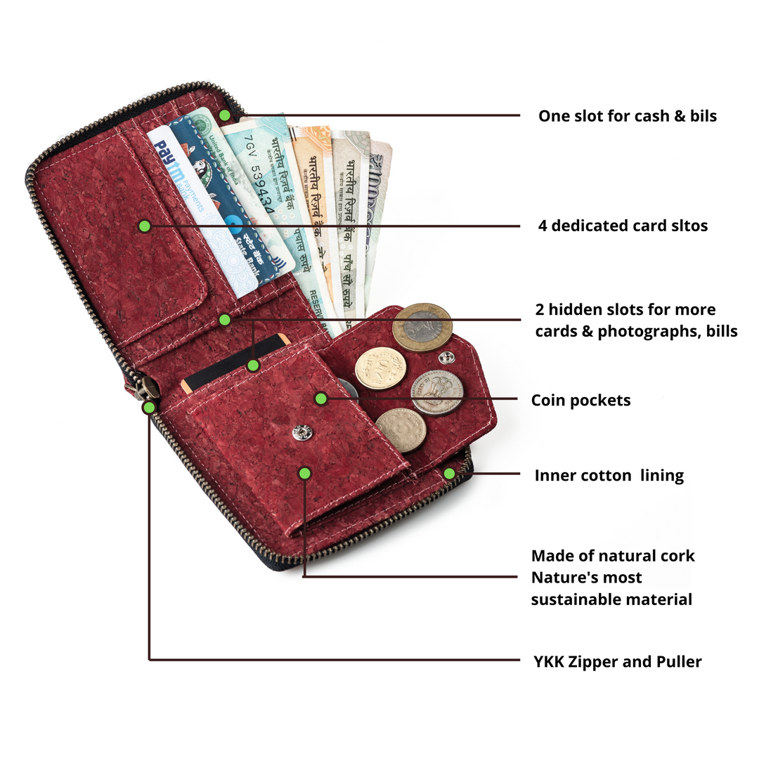 Clan Earth Kiwi Zip Cork Wallet