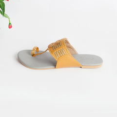 Yellow Multi Braid Kolapuri with Light Grey Base