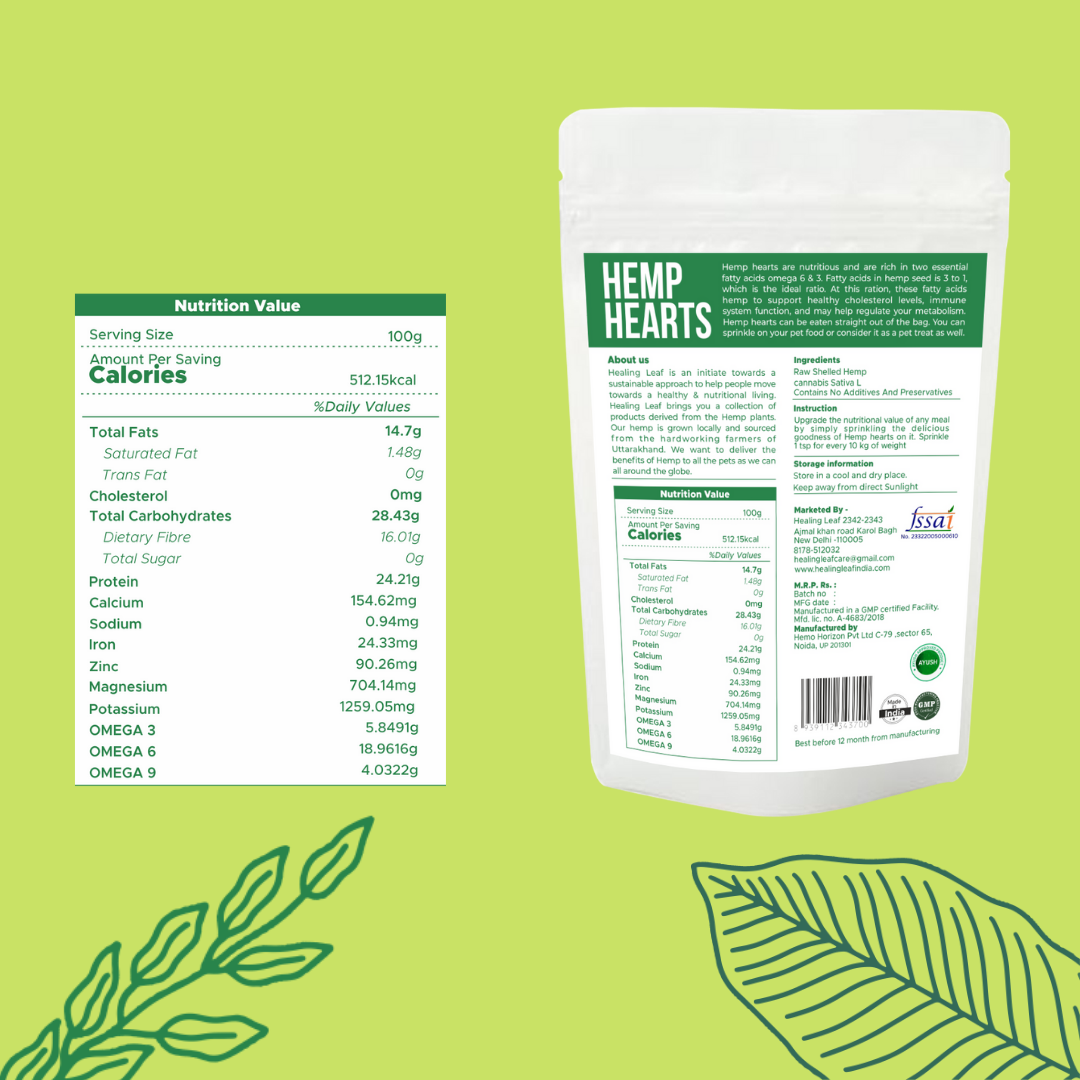 Healing Leaf Hemp hearts - Pet (100gms)
